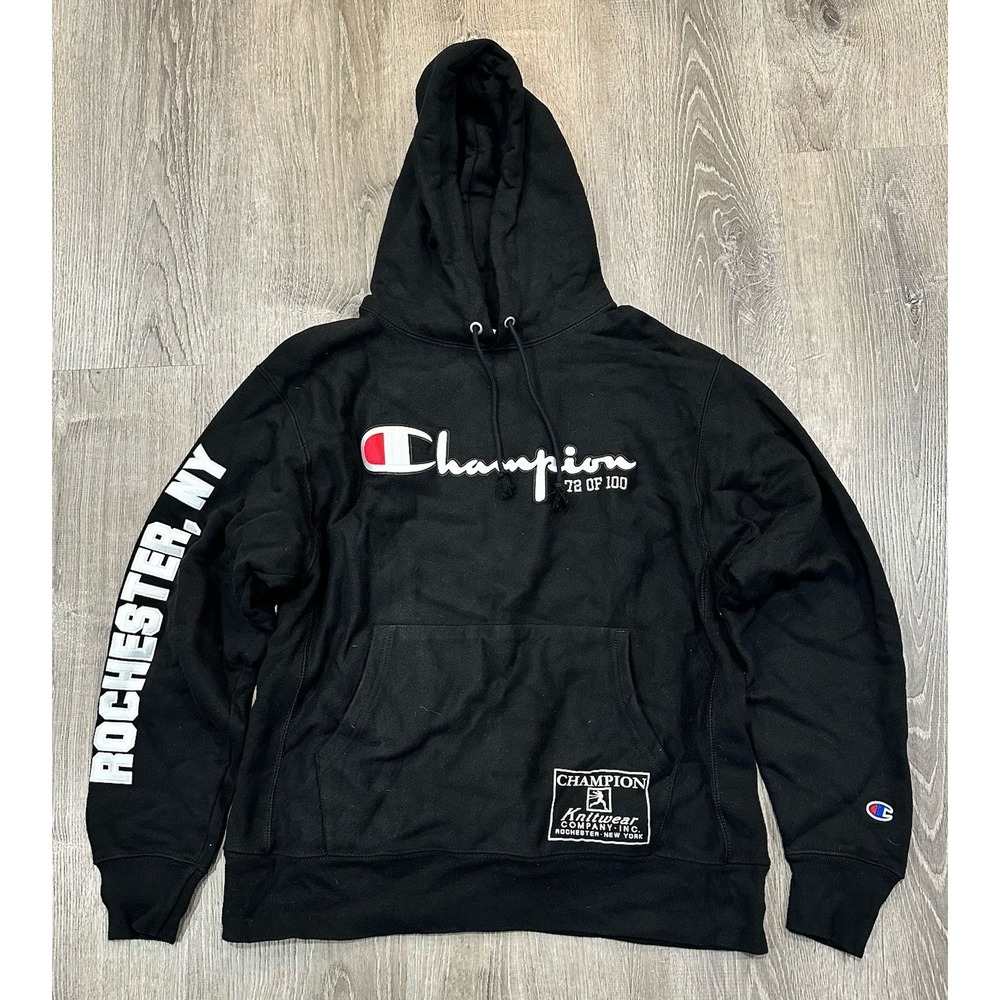 Champion Hoodie  Men's Large‎ Black Reverse Weave Knickerbocker Limited Hoodie